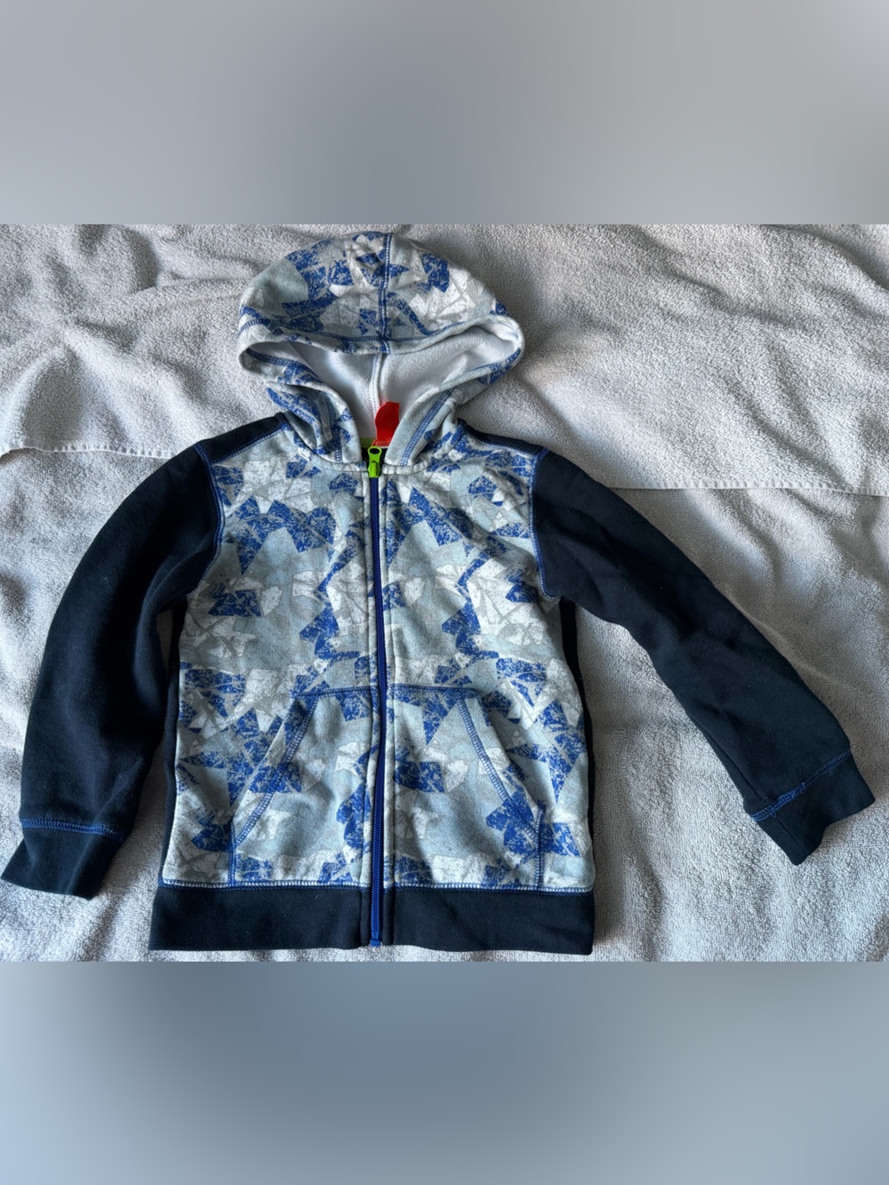 Joe Fresh Blue & Navy Geometric Hooded Zip Jacket